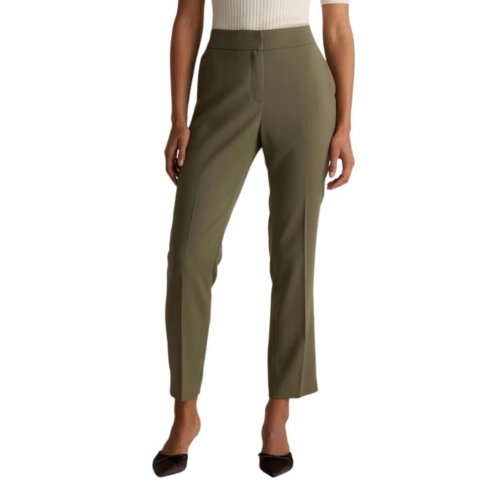 Quince Olive Green Tailored Straight-Leg Trousers